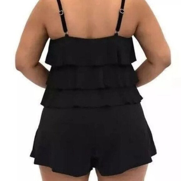 Fit 4 U Tiered Swimsuit Romper Size 18W One Piece Wide Leg Hip Minimizer Slimmin - Picture 11 of 12